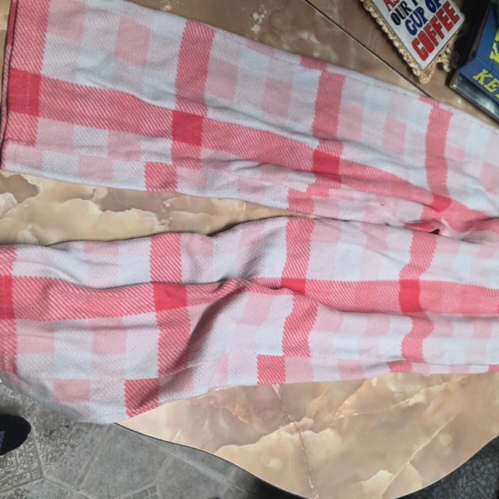Pink and white checkered pajama sweat pants
